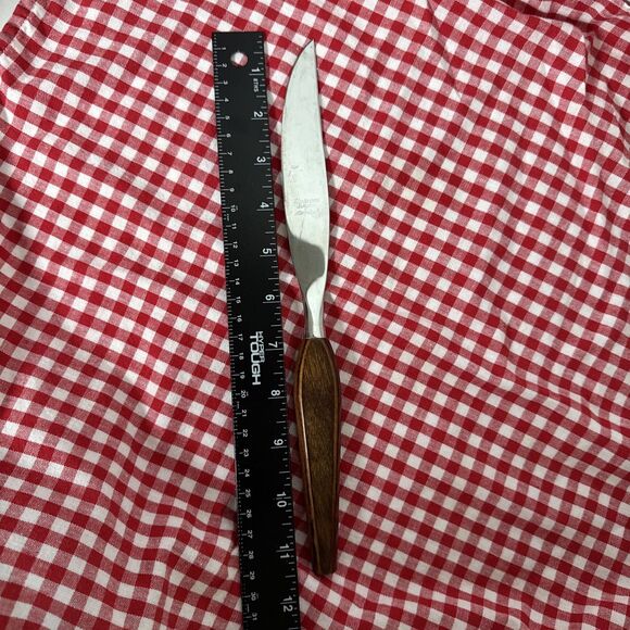 Fleetwood Stainless Steel Serving Knife MCM Rose Wood Handle 11.5”Long Excellent - Picture 8 of 8